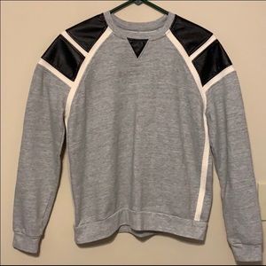 Eleven Paris Faux Leather Panel Sweatshirt